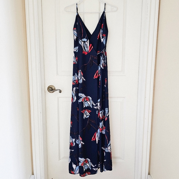 Fame and Partners Size 2 Blue The Anemone Floral Wrap Maxi Dress Reversible - Picture 2 of 6